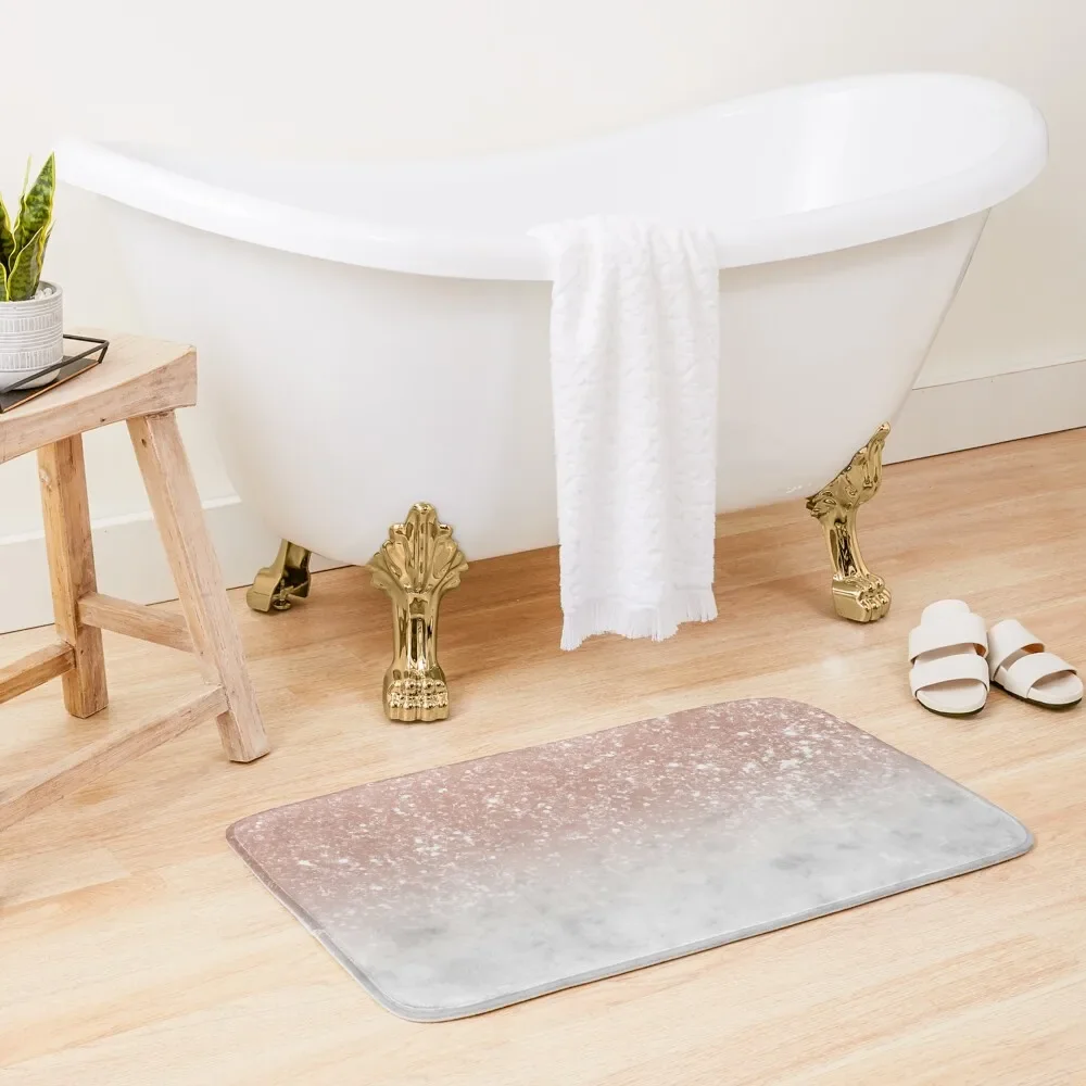 

White Marble Rose Gold Ombre Glitter Glam #1 (Faux Glitter) #shiny #gem #decor #art Bath Mat Carpet For Bath Rugs Baths Mat