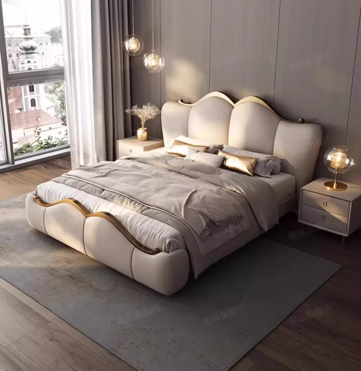 

Light Luxury Modern Leather Bed Master Bedroom High-end Atmospheric Simple Double Bed