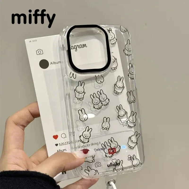 INS Korean Phone Case For Kawaii M-Miffys iPhone 16 15 14 13 12 11 Mini Pro Max X XR XSMax Plus Transparent Toy Gift Soft Cover