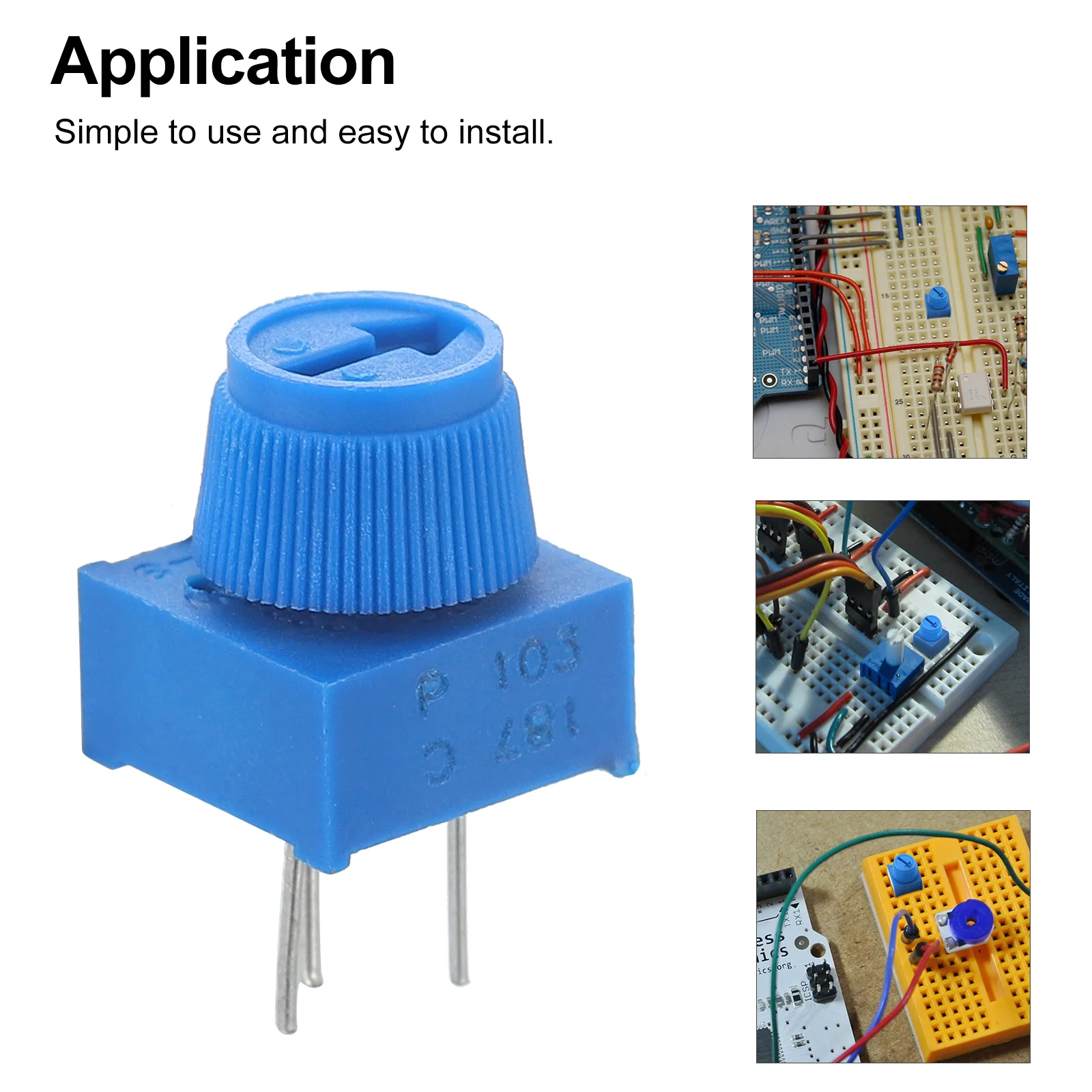 10-teiliges Potentiometer, verschleißfest, Trimmer-Potentiometer-Knopf, einfach zu verwenden, Kunststoff, Metall, langlebig, Durchgangsloch