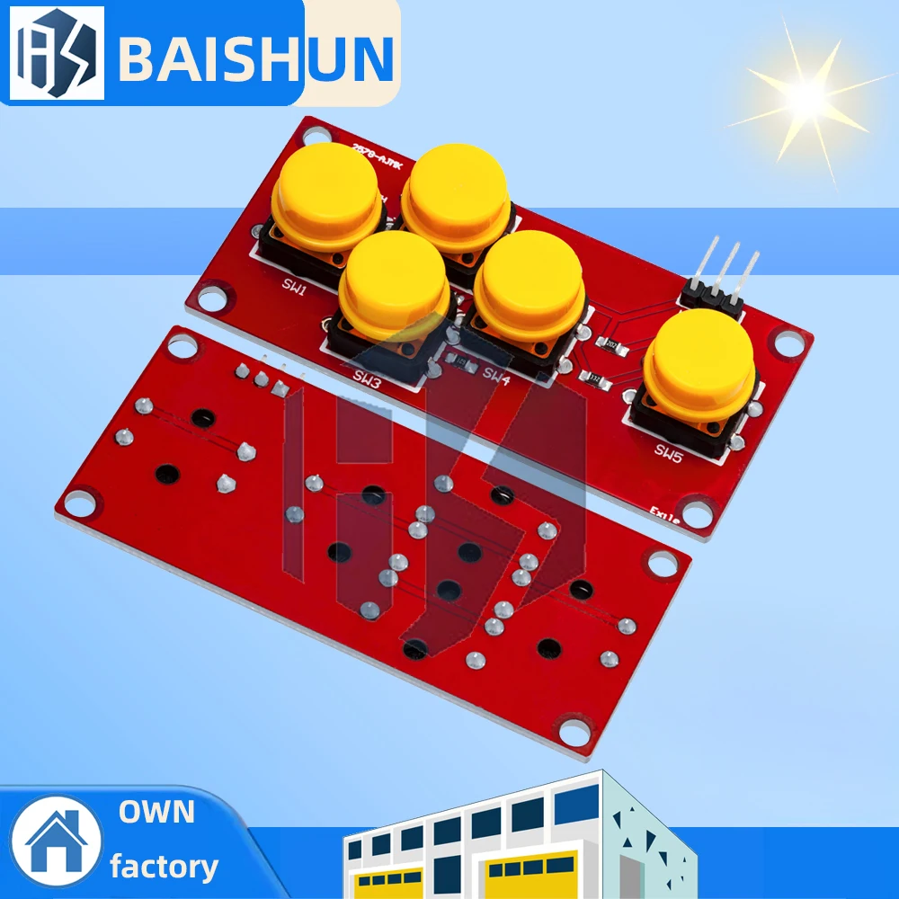 Bloques de construcción electrónicos, teclado AD, módulo de teclado analógico, placa de expansión de Sensor, teclado analógico para arduino