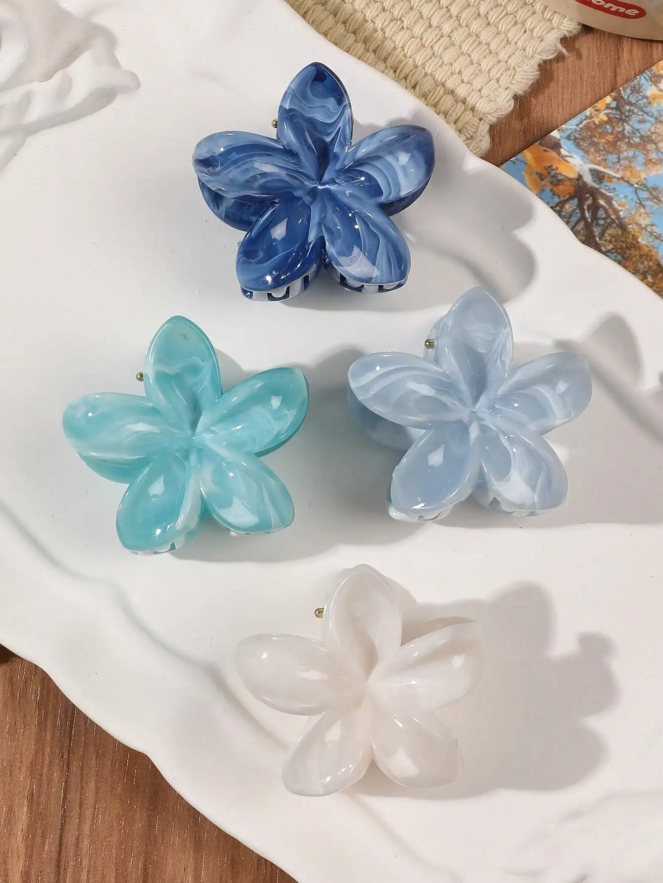 4 Stück mehrfarbige Blumen-Haarklammern für Frauen und Mädchen, rutschfest, niedlich, modisch, Haarschmuck, kleine Haarnadel, Krabben-Haarspange-Stil – Detail 37