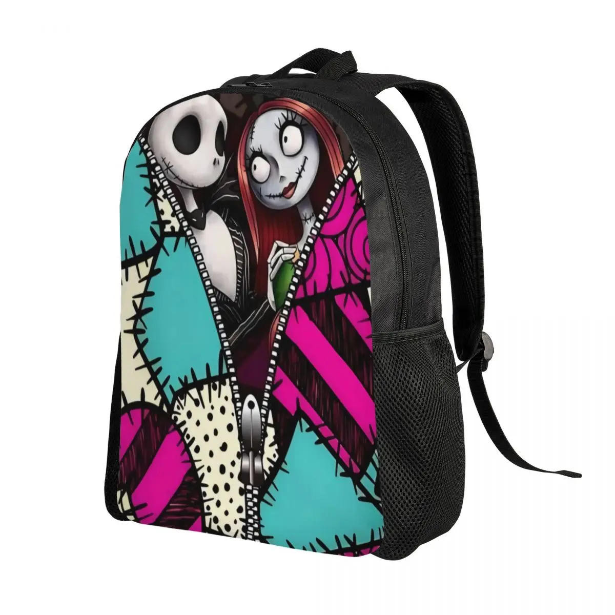 Custom Halloween Jack Skellington Cartoon Backpack for Men Women School College Students Bookbag Fits 15 Inch Laptop Bags