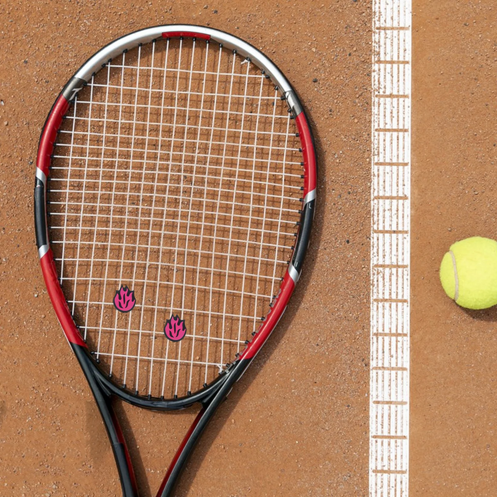 6pcs Tennis Racket Vibration Dampeners Silicone Shock Absorber For String Reduction Flame Design Anti-Vibration Accessory