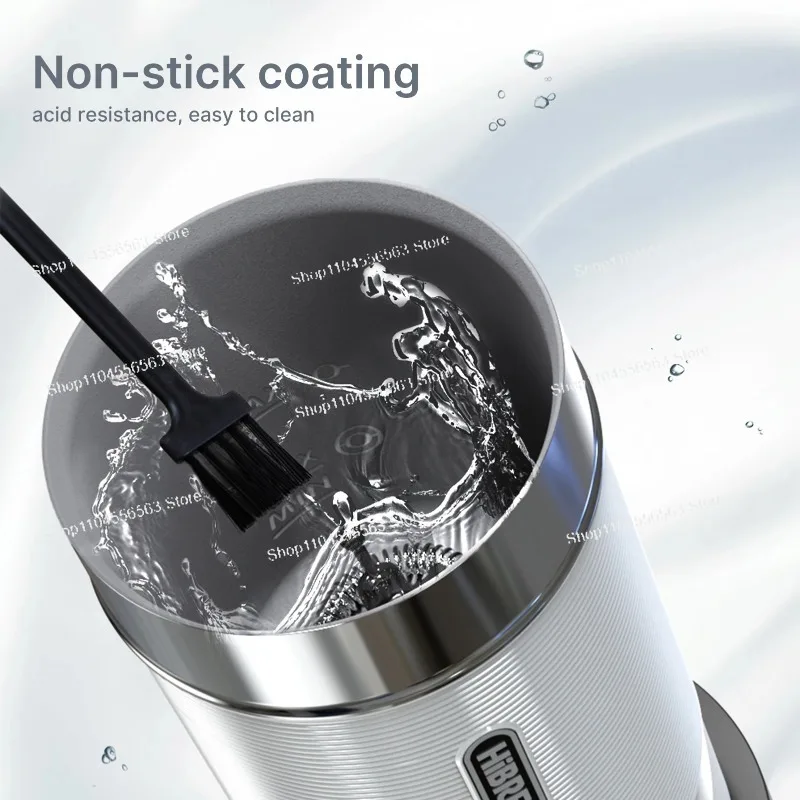 Electric Milk Frother One Click Operation Cold and Heating Brew Auto Shut Off Anti-scald and Non Stick Whisk Frother