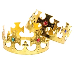 2 Pcs Golden King Crown Plastic Plating Queen Medieval Crown Halloween Prop Birthday Party Favors