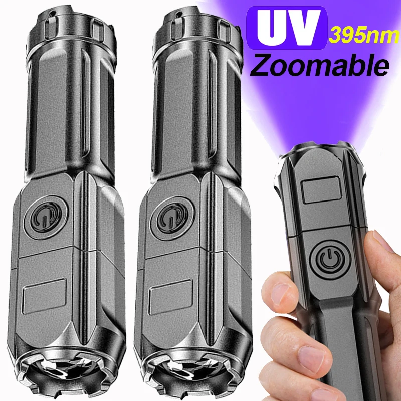 

Портативный УФ-фонарик 395 нм масштабируемый ультрафиолетовый фонарик 3 режима USB перезаряжаемый флуоресцентный светильник для обнаружения мочи домашних животных из смолы