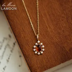 LAMOON Vintage Elegant Bijou Amber Pearl Necklace For Women 925 Sterling Silver Semi-precious Pendant Gold Plated Fine Jewelry