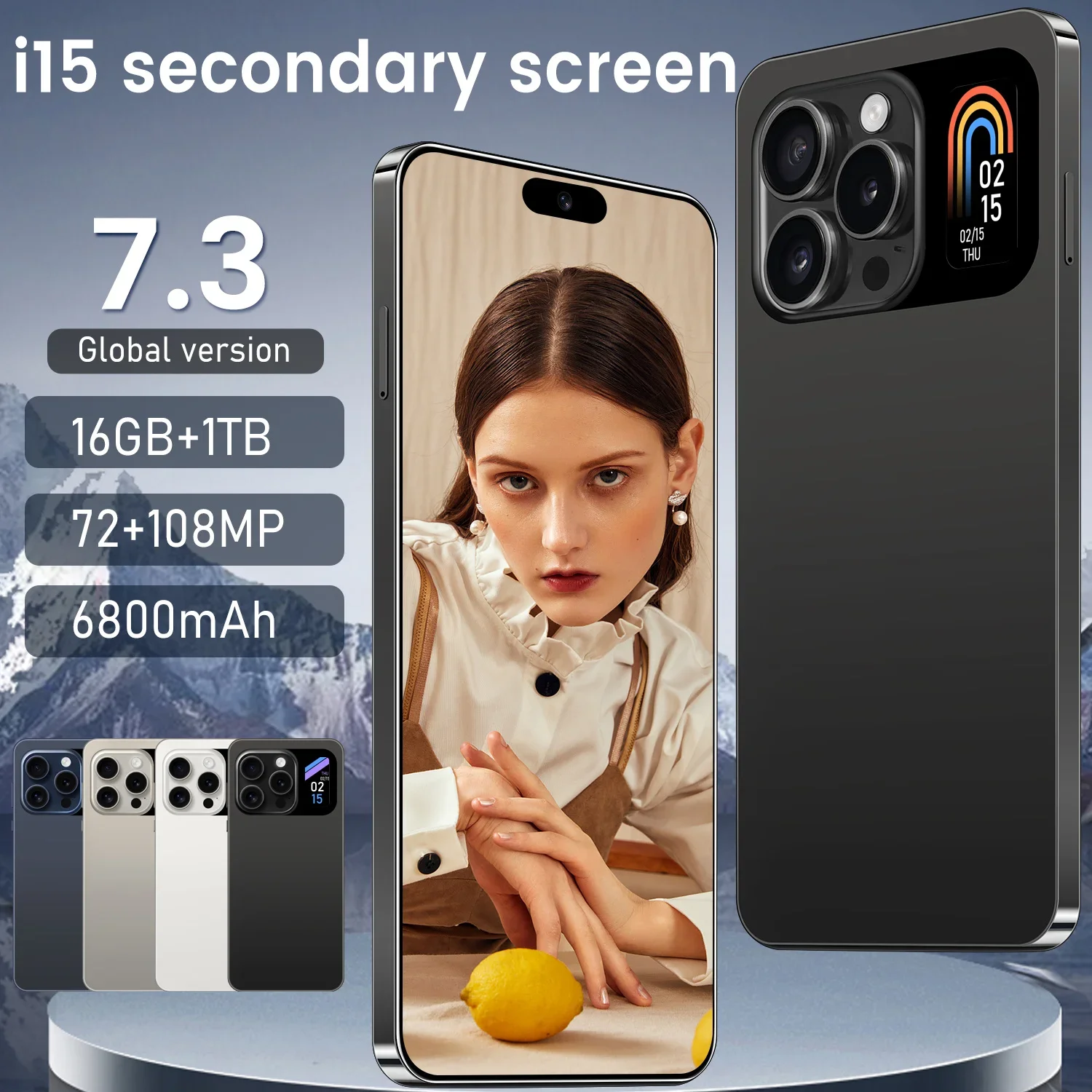 I15 Pro Smartphone 7.3inch Original Global Version Android 13 Mobile Phone Snapdragon 8 Gen 3 Cell Phone 5G Dual Sim Cellphones