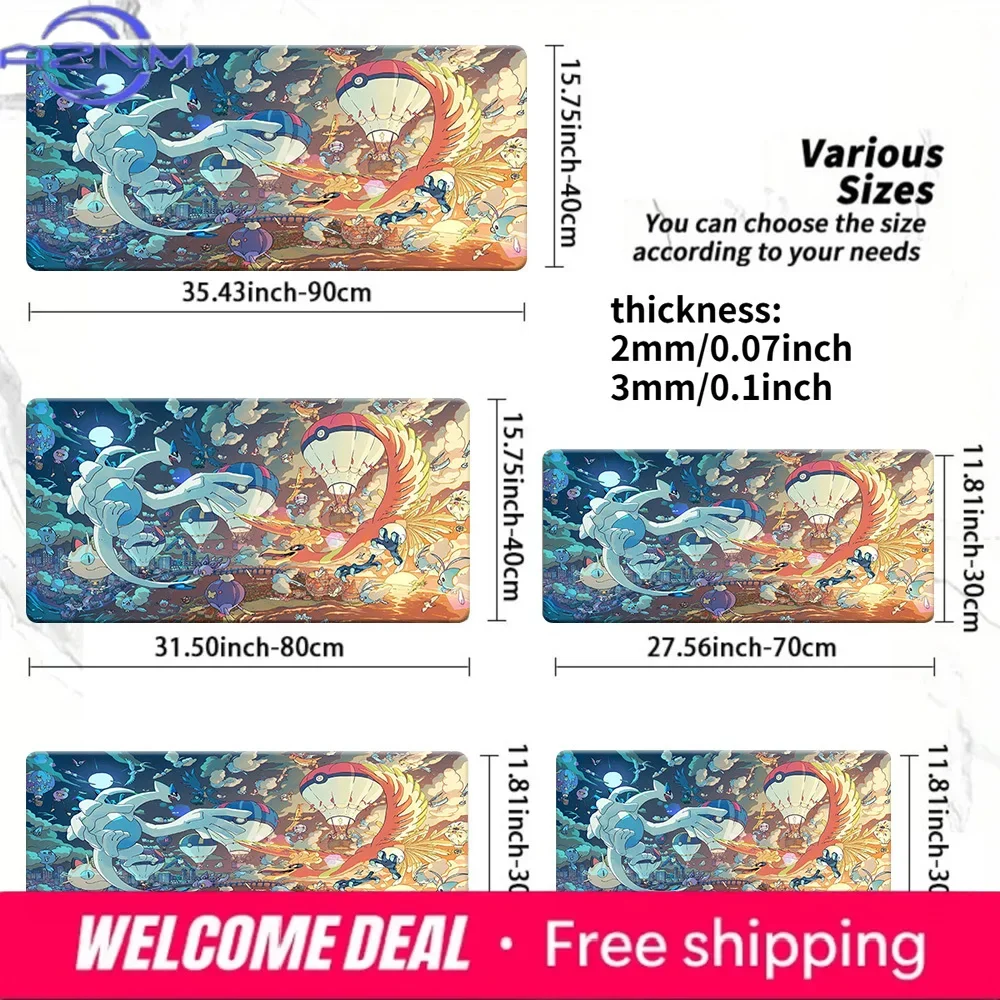 Lugia & Ho-Oh Fantasy Scene Gaming Mouse Pad Large Non-Slip Desk Mat