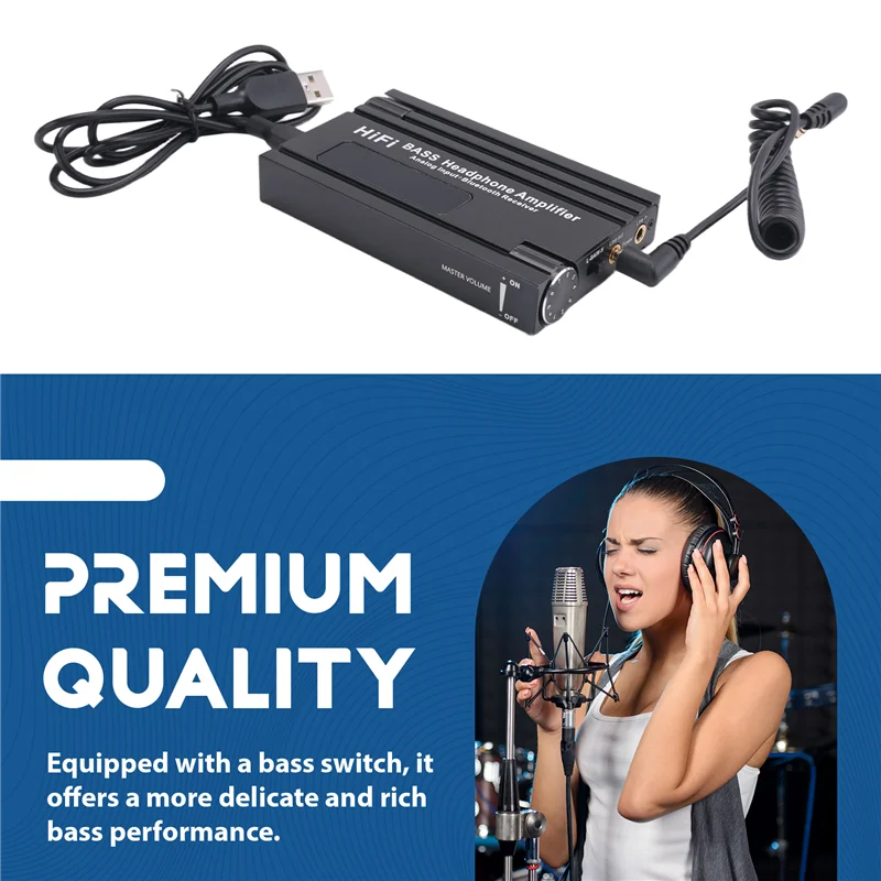 

-PQWN Hifi Bluetooth Headphone Amplifier Portable Hifi Earphone Amp With Bass Volume Control For MP3/MP4/Phones/Digital Player D