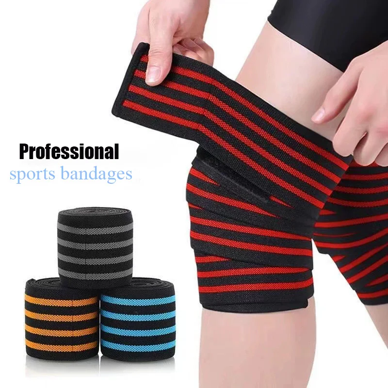 Sports knee pads for men, deep squat elastic bandages, strength lifting, wrapped leggings, knee protection, 1pcs