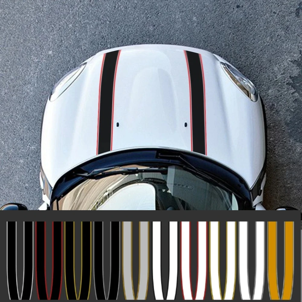 Car Engine Hood Bonnet Sticker Stripes Decals For BMW Mini Cooper S JCW R55 R56 R60 R61 F54 F55 F56 F60 Countryman Accessories