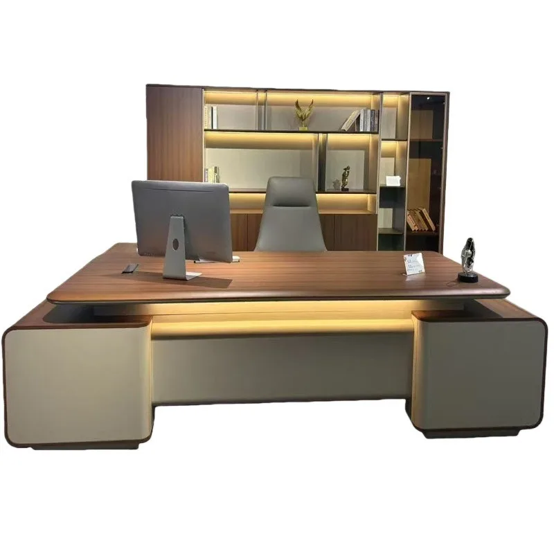 Luxurious boss Office Desk with Injection Molding Technology Factory Direct Sale School and Hotel Office Desks