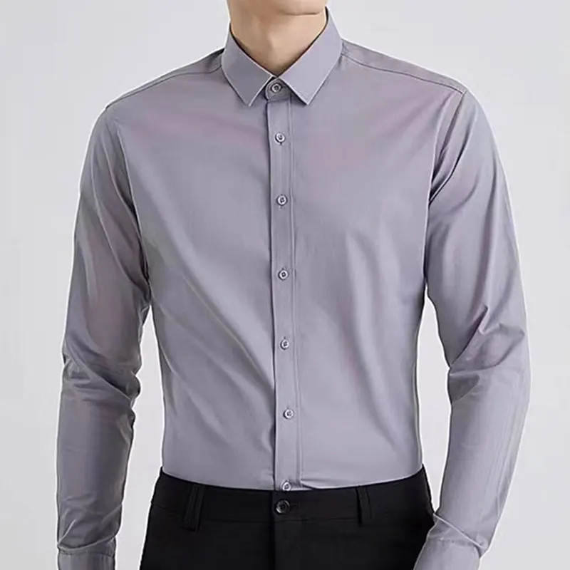 Men\'s dress shirt long sleeve thin spring and autumn work clothes business casual free ironing breathable slim fashion