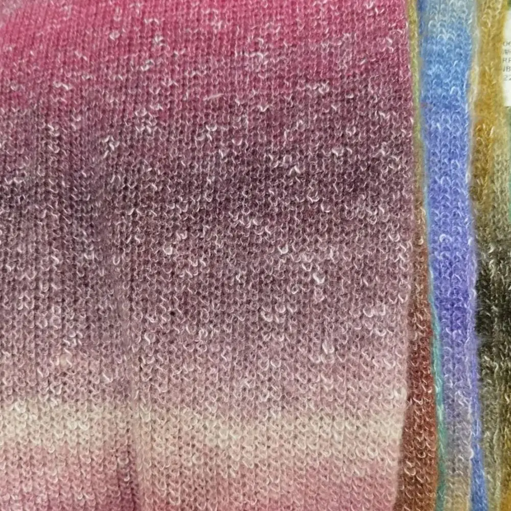 250M Fashion Spring/Summer Rainbow Mohair Yarn Crochet Skirt Lace Gradient Color Cake Yarn Hand-Woven Soft Yarn DIY