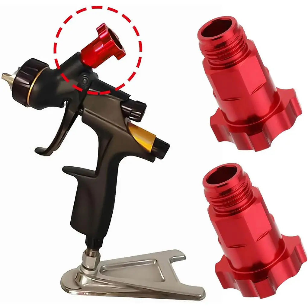 

2pcs/set Red Spray Gun Connector M16x1.5mm External Thread Connector Adapter Air Spray Gun Adapter Alloy Spray Gun Cup Adapter