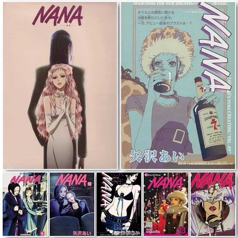 Nana Retro Poster Dekor Leinwand Kunst Malerei Wand Kunst Bilder HD Drucke Japan Anime Rolle Figur für Wohnzimmer Home Decorati