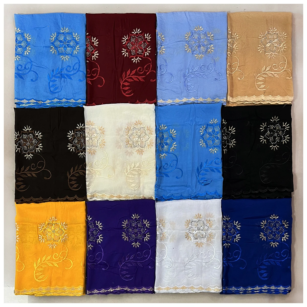 Wholesale  New African Women Scarfs Big Circle Design Dubai Isalmic Embrodiery Cotton Big Size Muslim Scarf for Shawls Pashmina