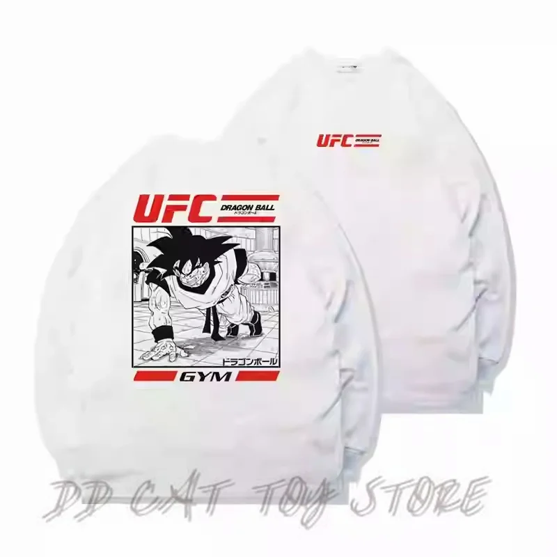 2024 Dragon Ball T-shirt Ufc Goku Cartoon Ancient Large Size Round Neck Print Tide Retro Tops Summer Sports Body Shirt Boy Gift