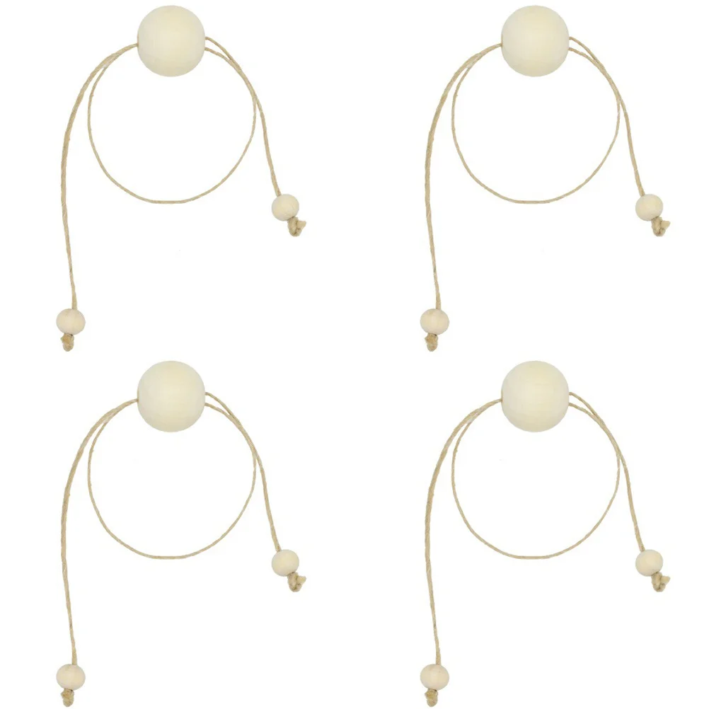 

12Pcs Natural Wooden Bead Napkin Rings Simple Rustic Style for Wedding Birthday Home Decor Handmade Napkin Buckles Table