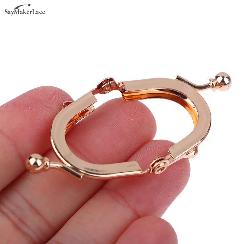 Tiny Round Kiss Lock Clasp Purse Frame With Outter Loops Glue-In Kiss Lock Frame DIY Bag Making Accessories 2.5cm*3.5cm