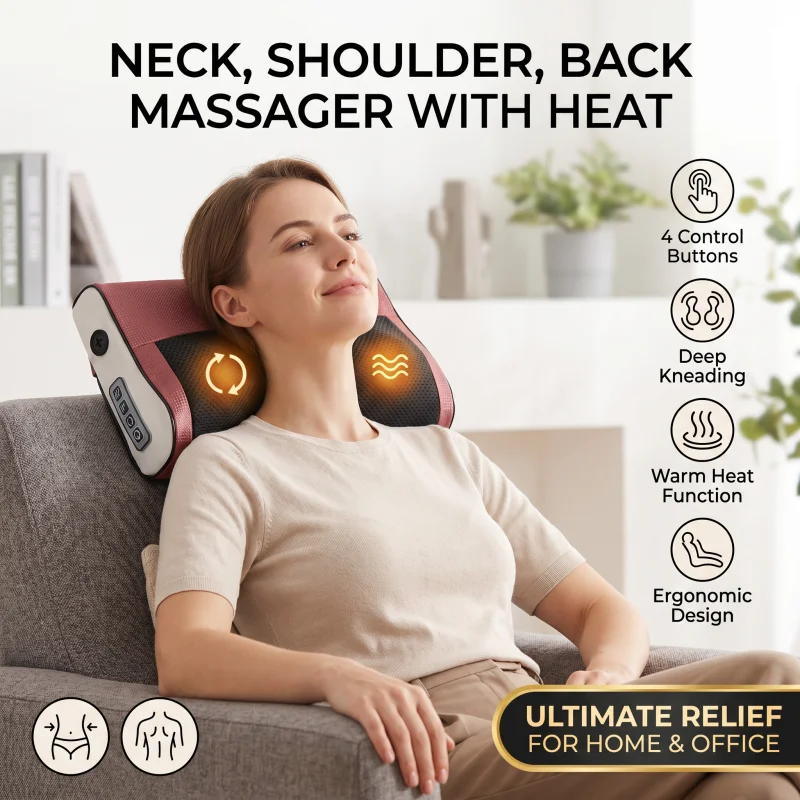Multi Functional Neck and Shoulder Massager Household Neck and Back Kneading Tool with Multiple Adjustable Hot Compress Massage