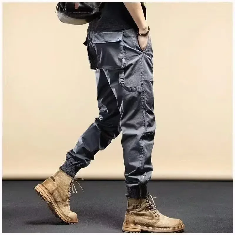 

2025American Style Men's Casual Work Pants Spring Autumn Outdoor Loose Fit Cuffed College Style Sports Leisure Long Trousers Tre