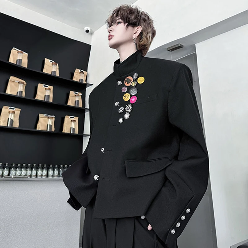 LUZHEN 2025 New Handsome Luxury Patchwork Decorate Stand Neck Casual Jacket Men Original Luxury Male Blazer Coat Clothes JY3789