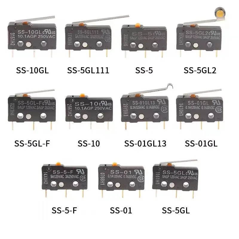 Palanca de rodillo de bisagra 20 piezas, SS-5GL2 Original, 3 pines SPDT, microinterruptor básico subminiatura, SS-10GL13