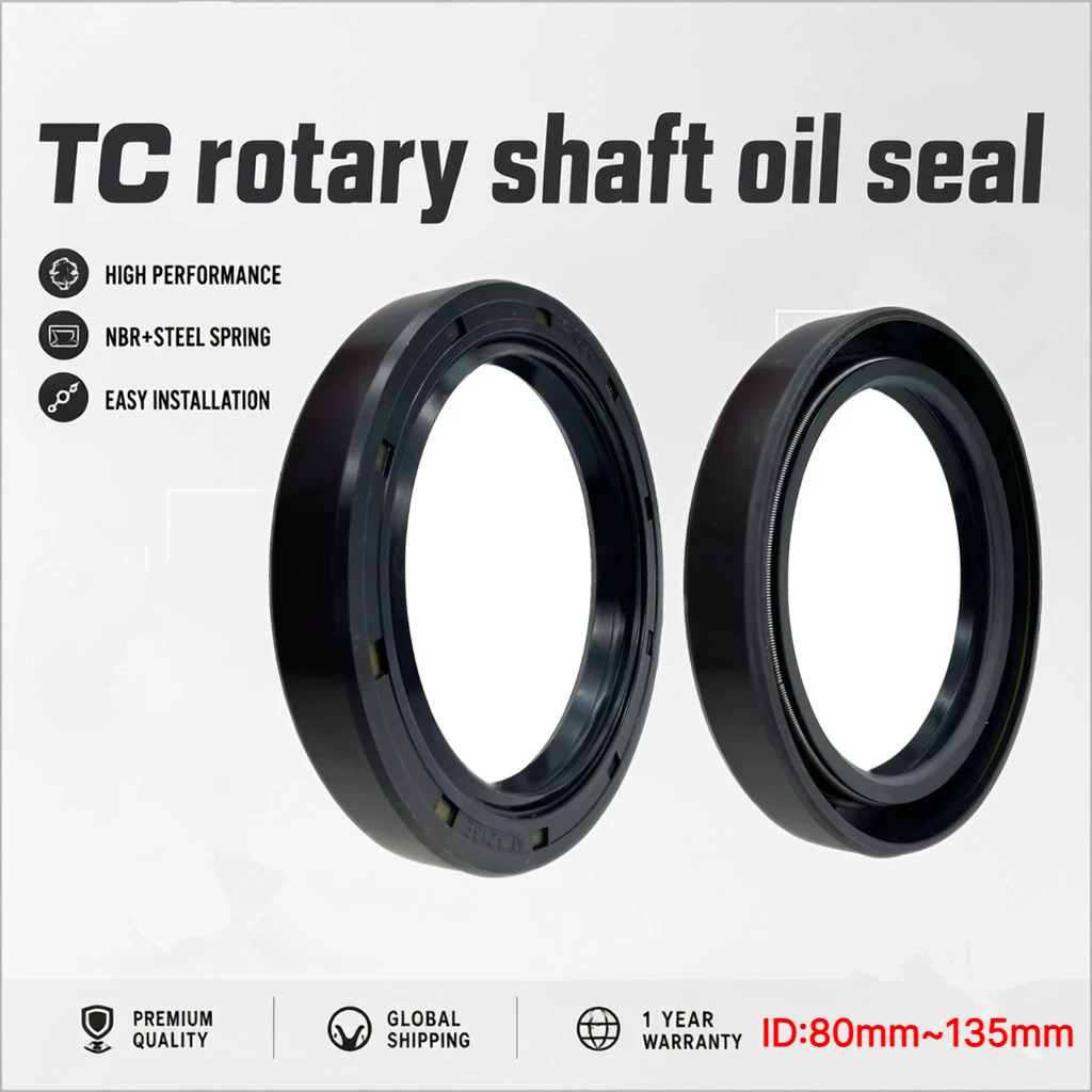 TC Rotary Shaft Oil Seal ID:80mm~135mm NBR+metal Frame+spring Clamp Rotating Skeleton Seal for Motors, Reducers, Gearboxes, Etc