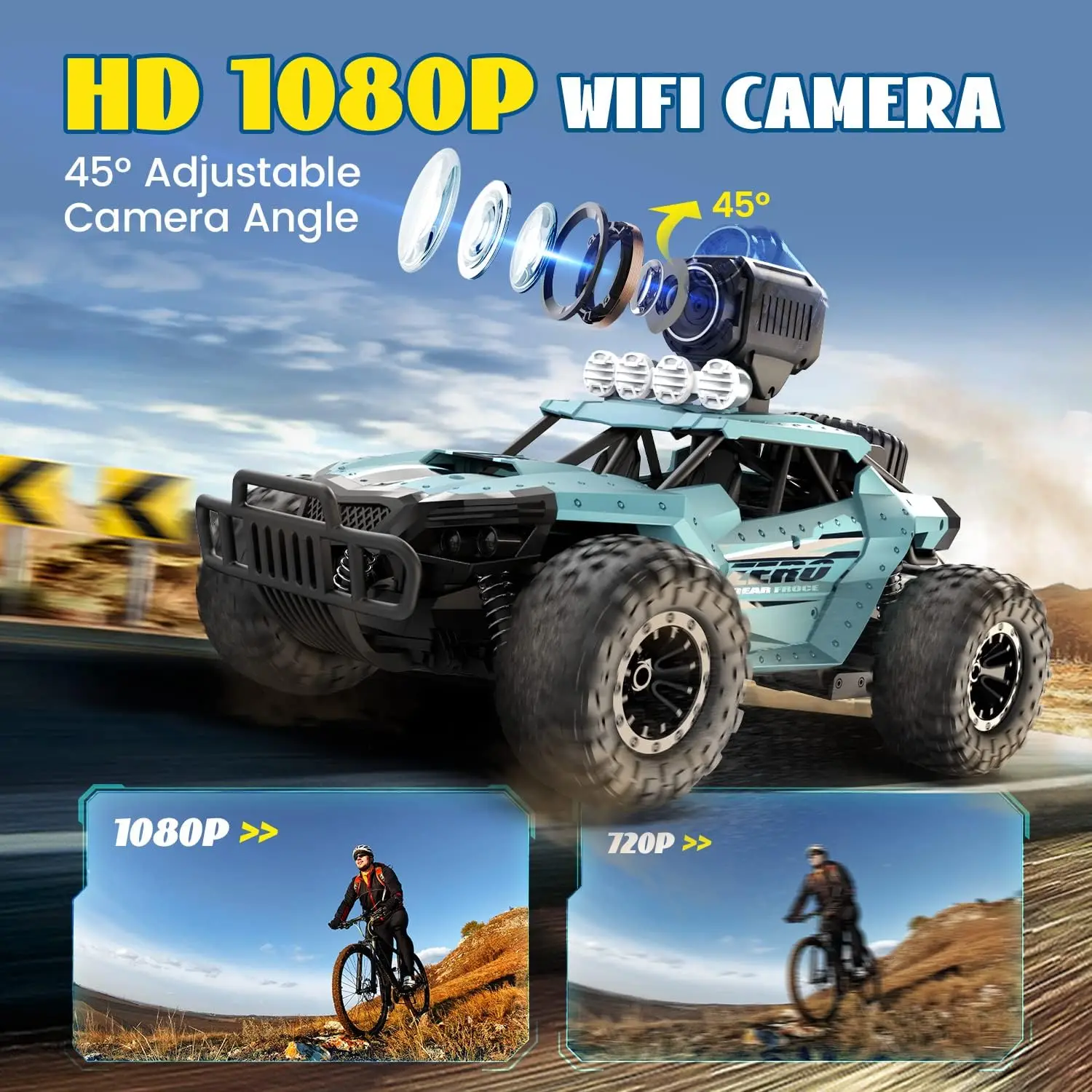 Remote Control Cars, 1:16 Scale, with 1080P HD FPV Camera, 60 Minutes of Playtime