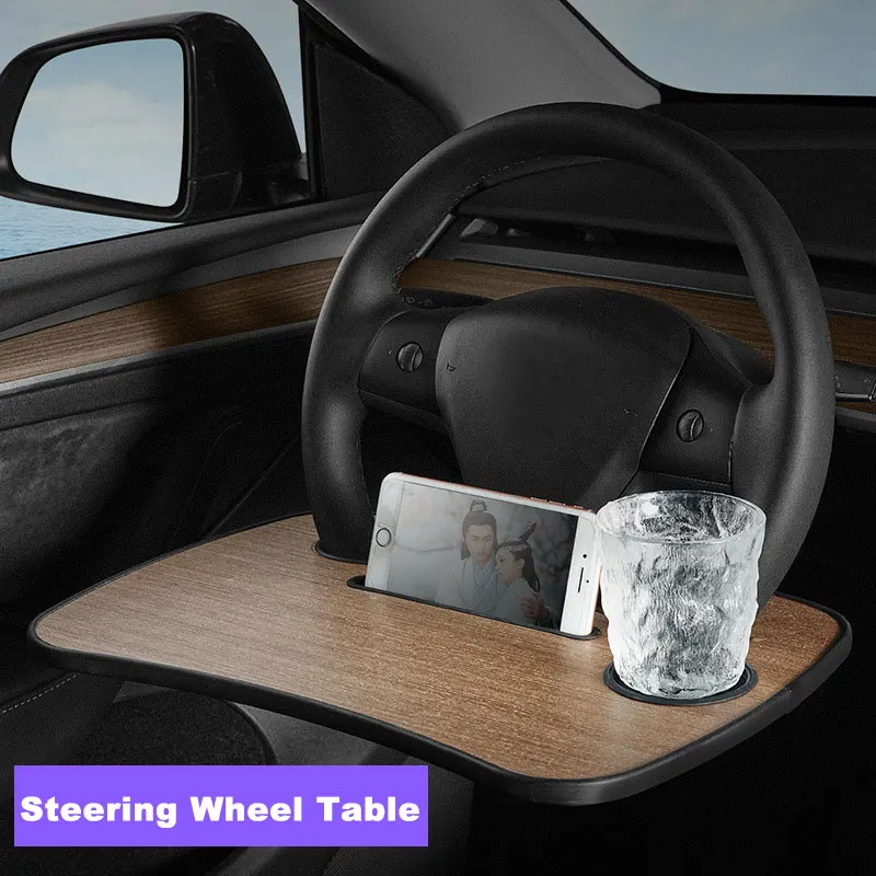 For tesla Model 3 Y Steering Wheel Tray Car Laptop Computer Desk Mount Stand Work Drink Coffee Goods Board Dining Table Holder