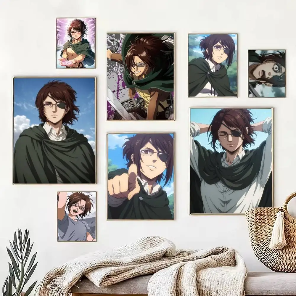 Hange Zoe Attack On Titan Anime  Poster Waterproof Wall Art Sticker For Bar Living Room Vintage Decor High Quality Print Gift