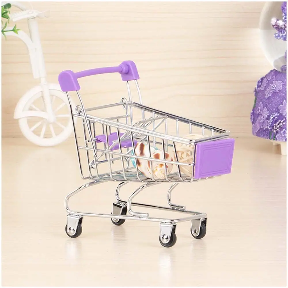 Play Toy Desktop Decor Supermarket Shopping Basket Dollhouse Furniture Supermarket Handcart Trolley Dollhouse Accessories
