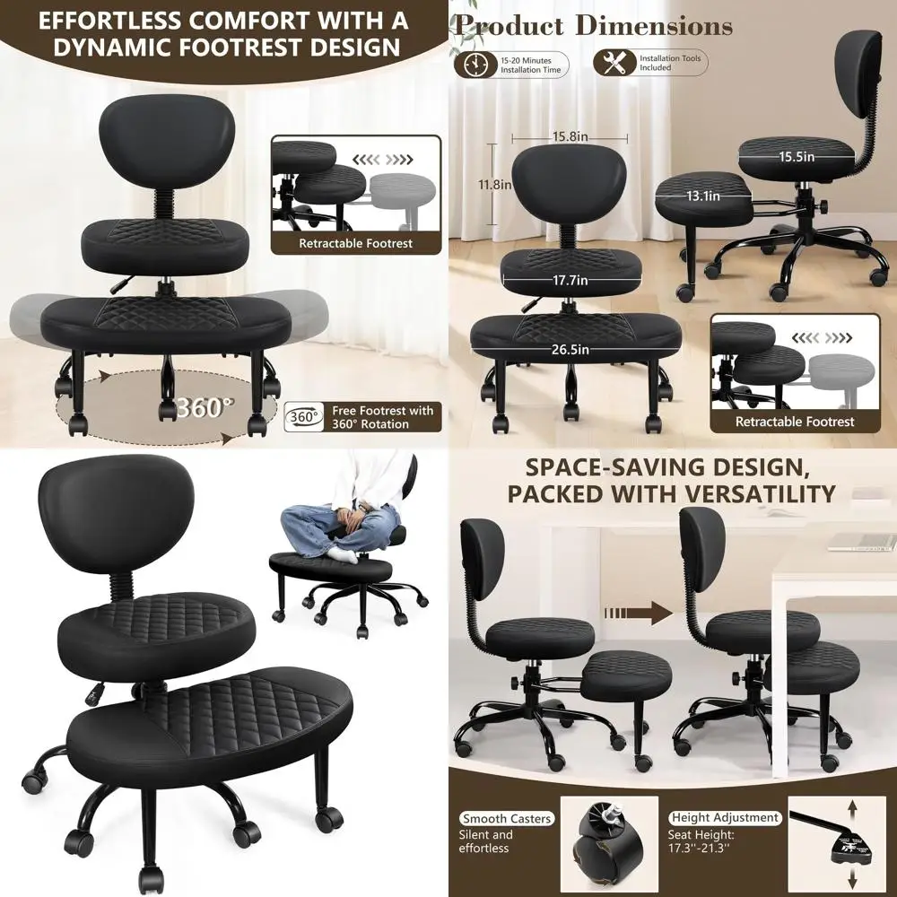 

Эргономичное кресло для сидения со скрещенными ногами с регулировкой высоты для медитации, при СДВГ и для занятий йогой - широкая перекрестная конструкция с поддержкой поясницы