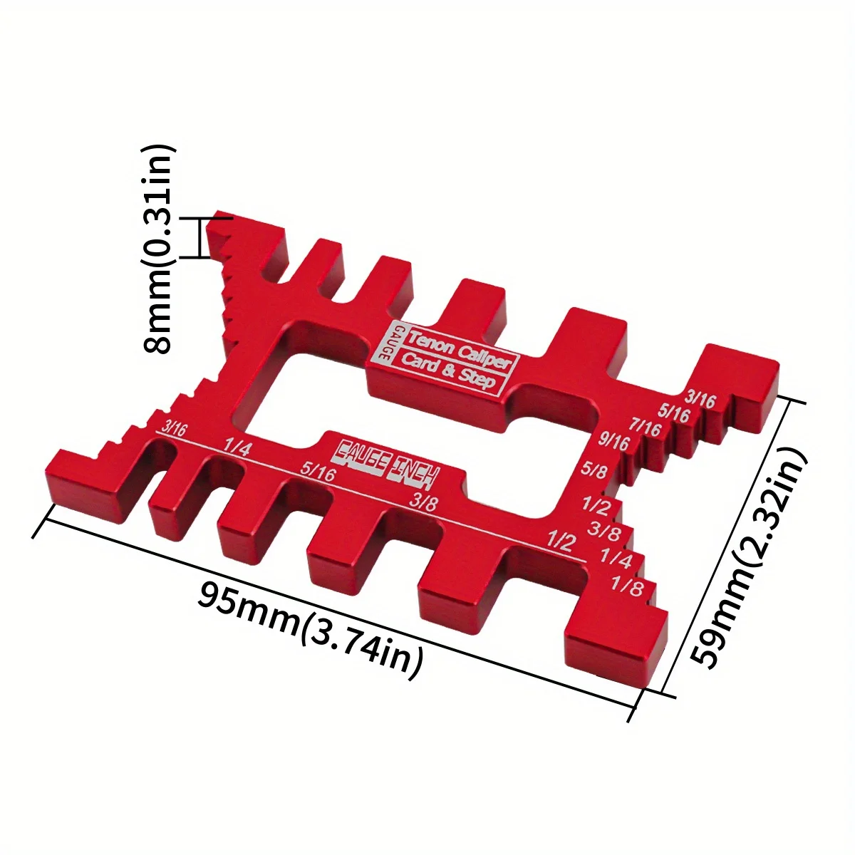 Aluminum Dovetail Jig Measuring Tool Precision Tenon Gaps Gauge Metric&Inch Table Saw Depth Gauge Woodworking Tenon Caliper