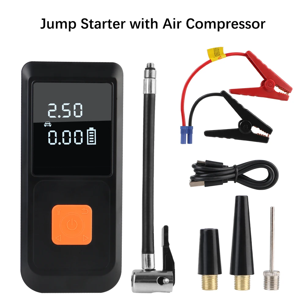 With Air Compressor with LED Light Tire Air Pump Power Bank Jump Starter Automobile Battery Booster Power Pack 1000A Peaks