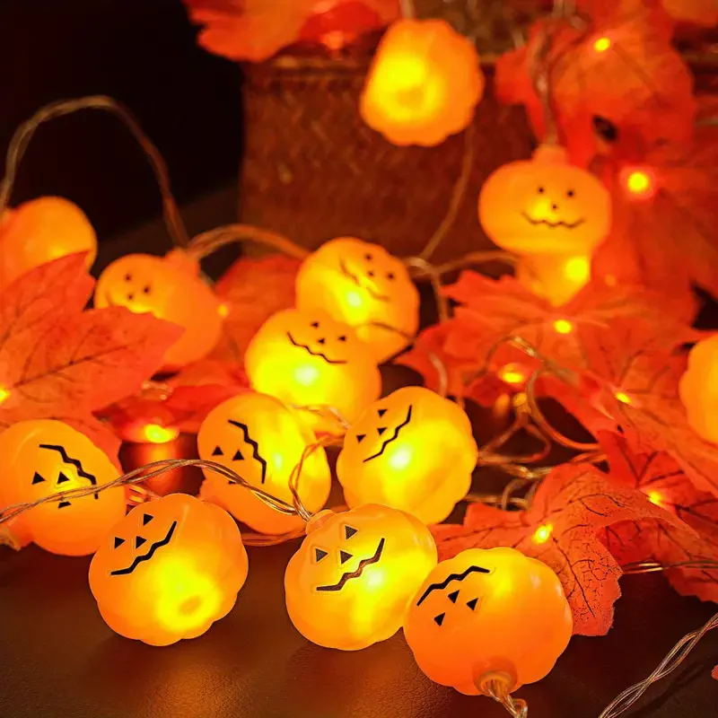 40 LEDS Halloween Pumpkin LED String Lights with Remote Control for Indoor Outdoor Holiday Party Halloween Decoration 817