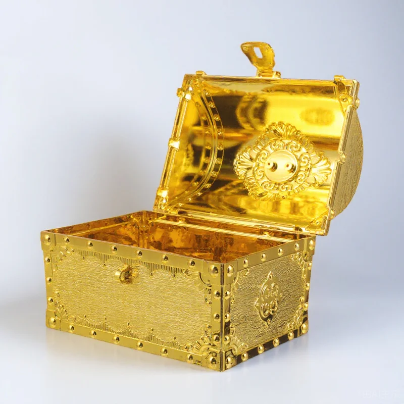 

Treasure Chest Pirate Prop Plastic Setting Props Lock Boxes Tiny with Key Decorations Party