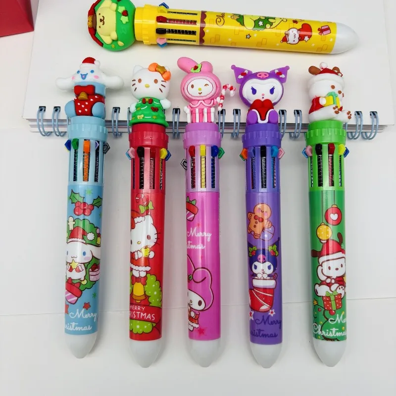 

Ручка-маркер Sanrio Christmas, разноцветная, с персонажами Hello Kitty и Kuromi, для студентов, для рисования, школьные принадлежности, подарок