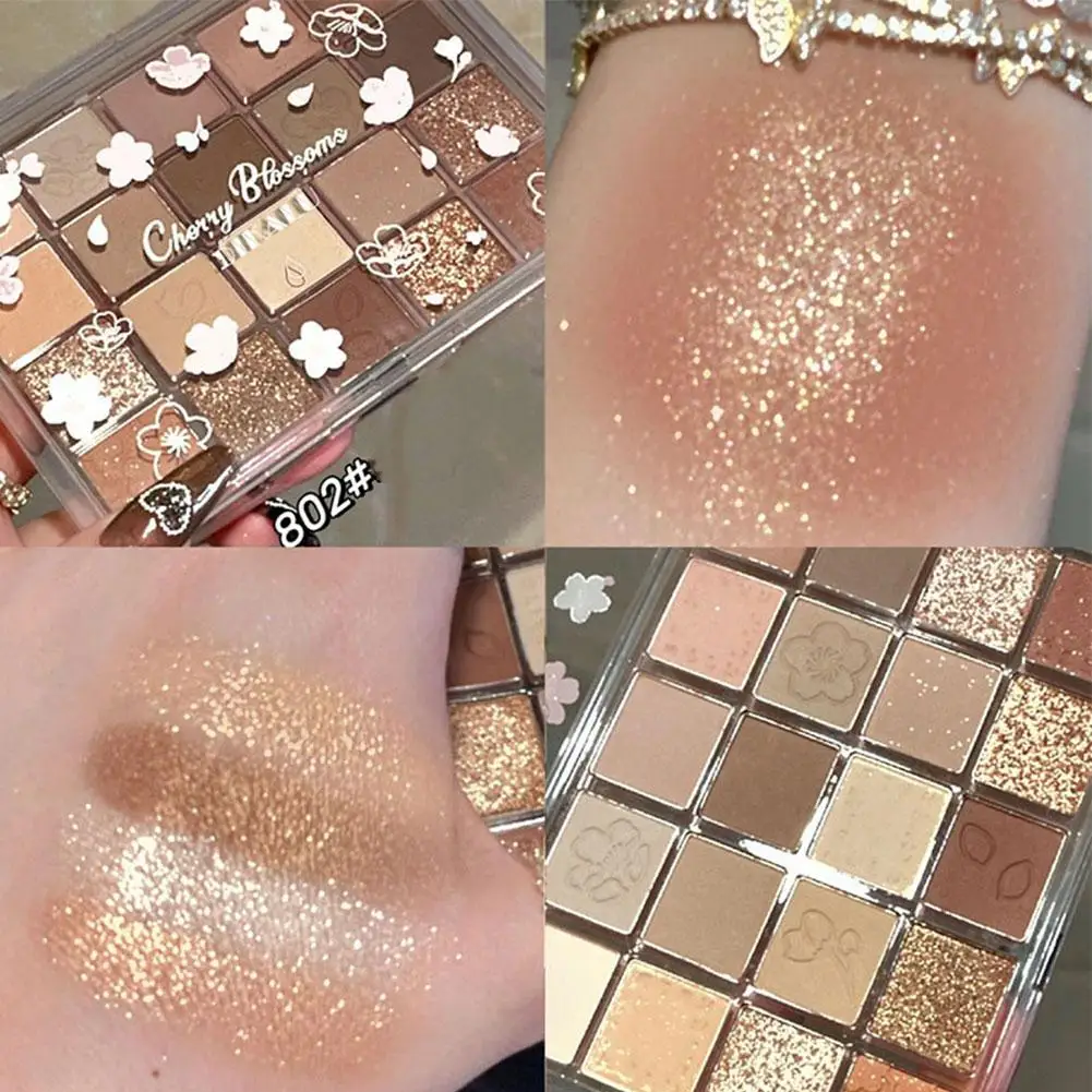 Palette de fards à barrage 20 couleurs, paillettes nacrées, pigments d'ombre à paillettes roses 256, maquillage marron brillant, ombre pour les yeux durable N2p8