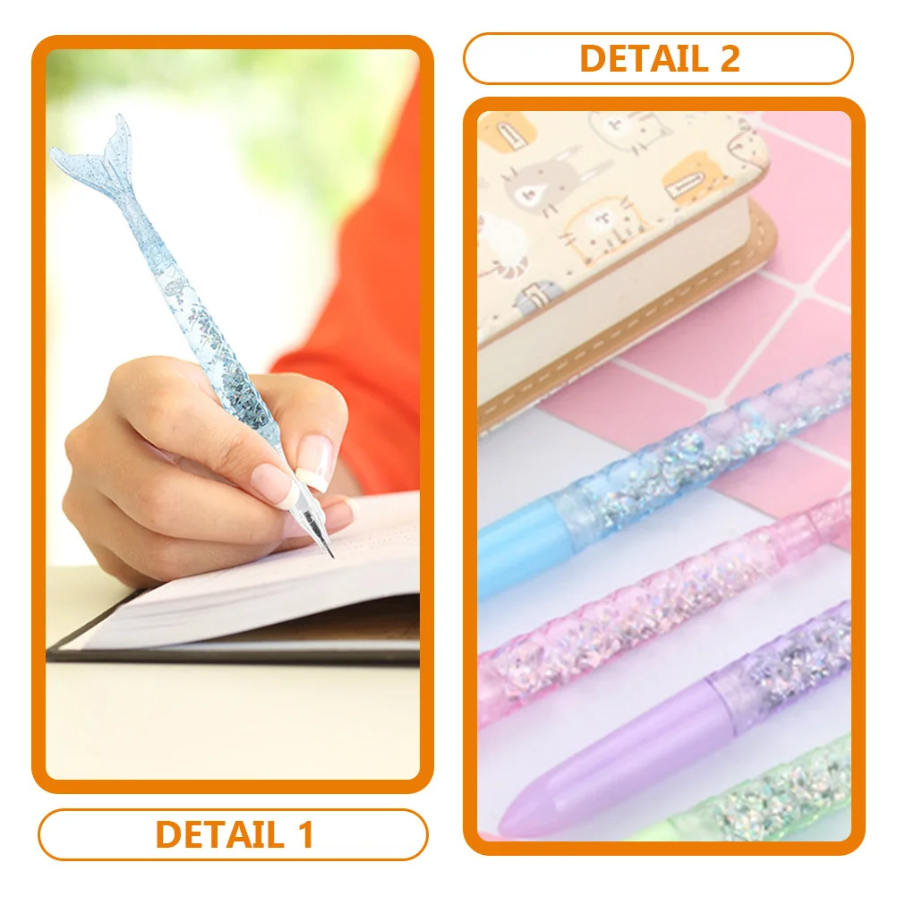 

8pcs Writing Pens Cartoon Mermaid Shape Gel Ink Pen Smooth Portable School Office Stationery Fine Point Pens