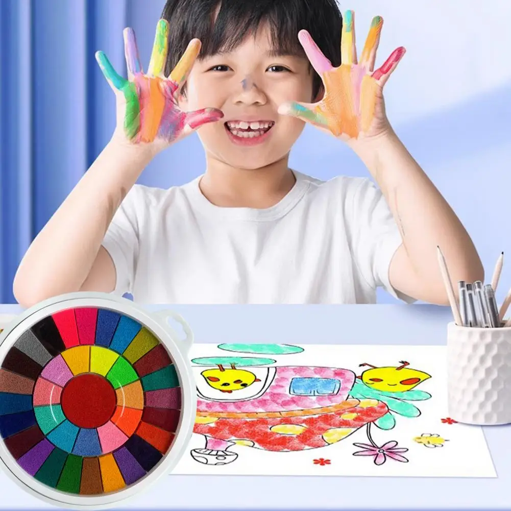 ภาพวาดนิ้วมือกิจกรรม Pad ล้างทําความสะอาดได้ภาพวาดหมึก Pad ชุดสําหรับเด็กวัยหัดเดินแบบพกพา DIY ศิลปะหัตถกรรมโครงการสี