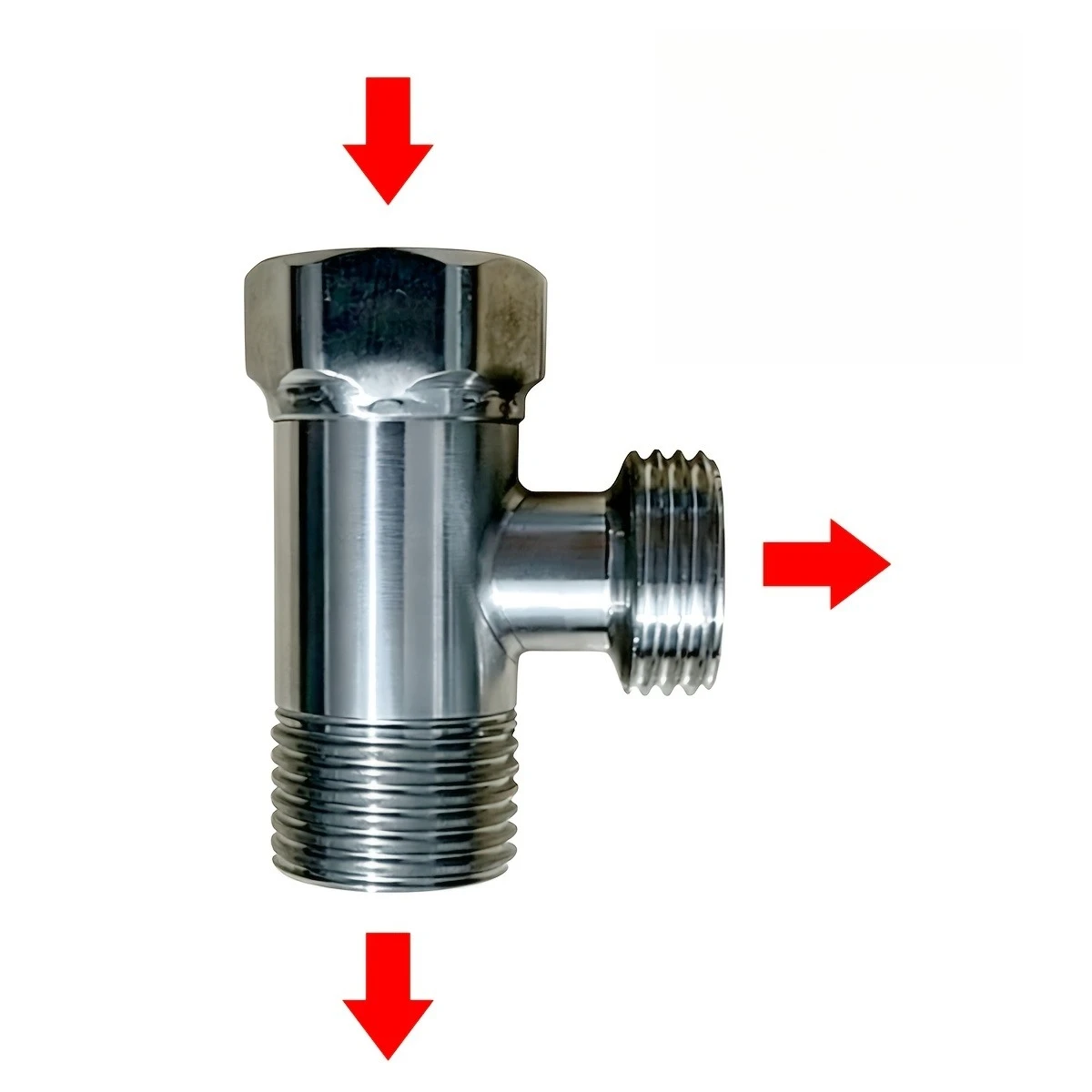 Stainless Steel T-Type Water Diverter 1 In 2 Out 3 Way Hose Splitter Connector For Bathroom Toilet Washing Machine