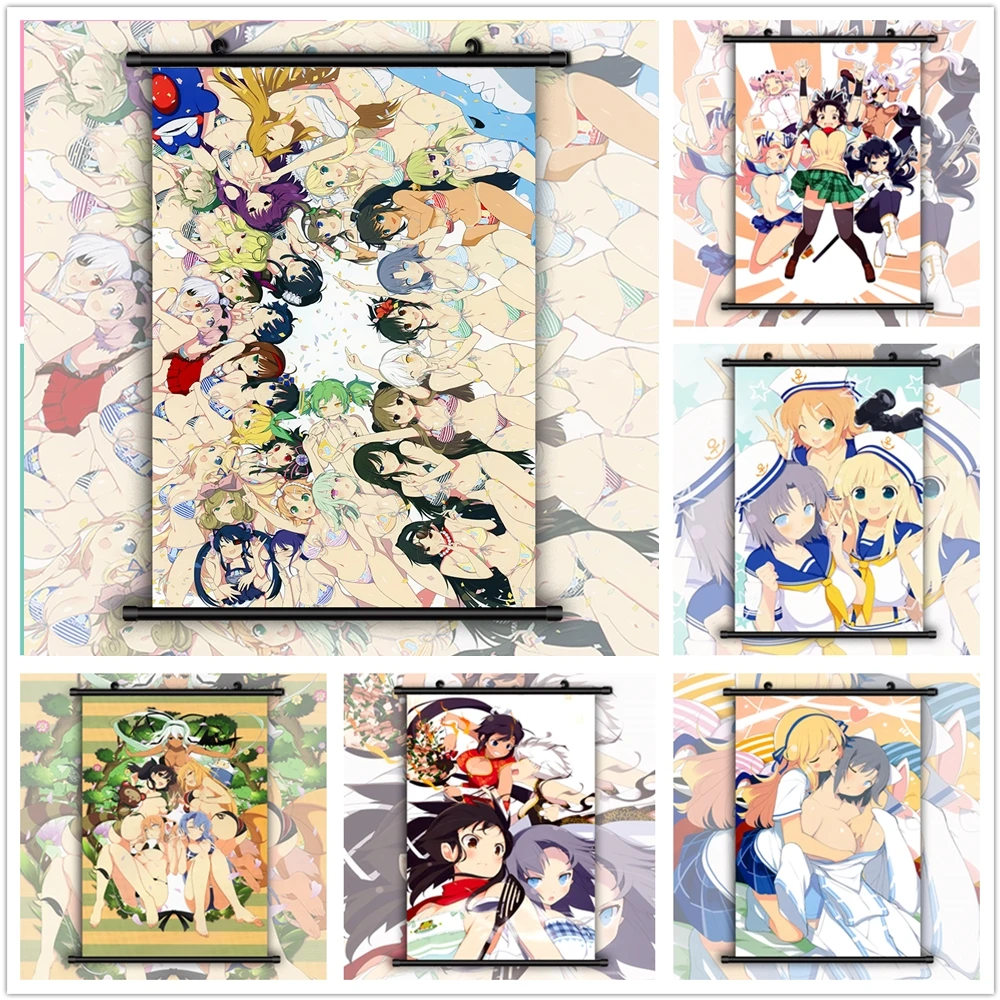 Manga Print Senran Kagura Asuka Yumi Anime Canvas Poster Living  Kids Room Decoration Pictures Canvas Painting on The Room Wall