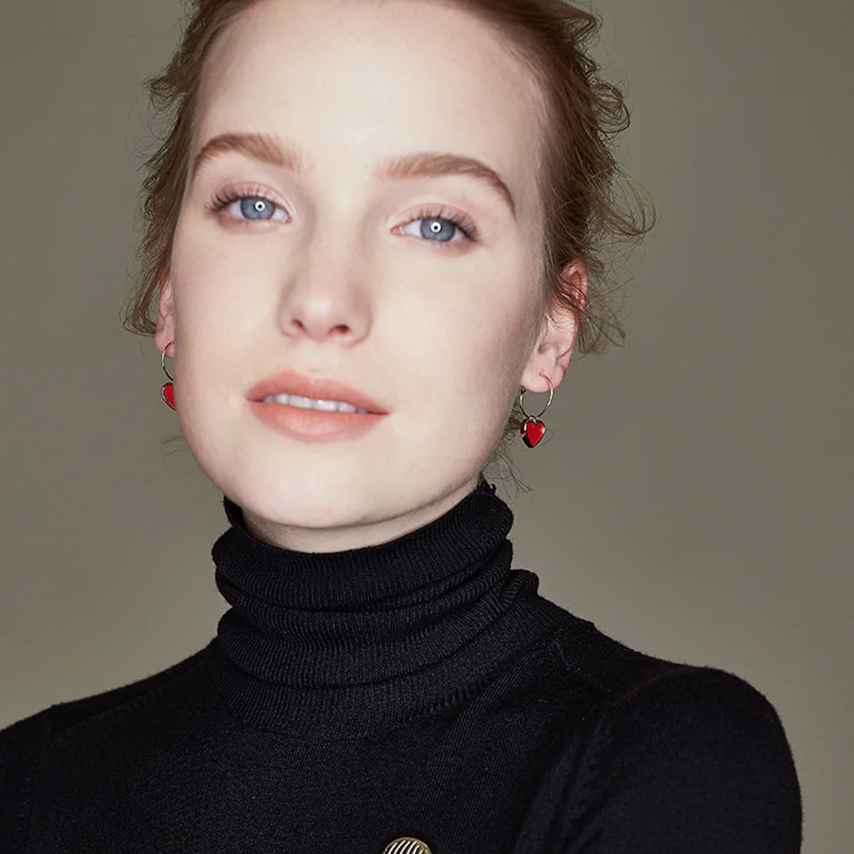 

1 Pair Red Heart Shape Circle Earrings Simple Ear Drop For Women Dangler Ear Decoration Daily Wear Party Banquet Jewelry