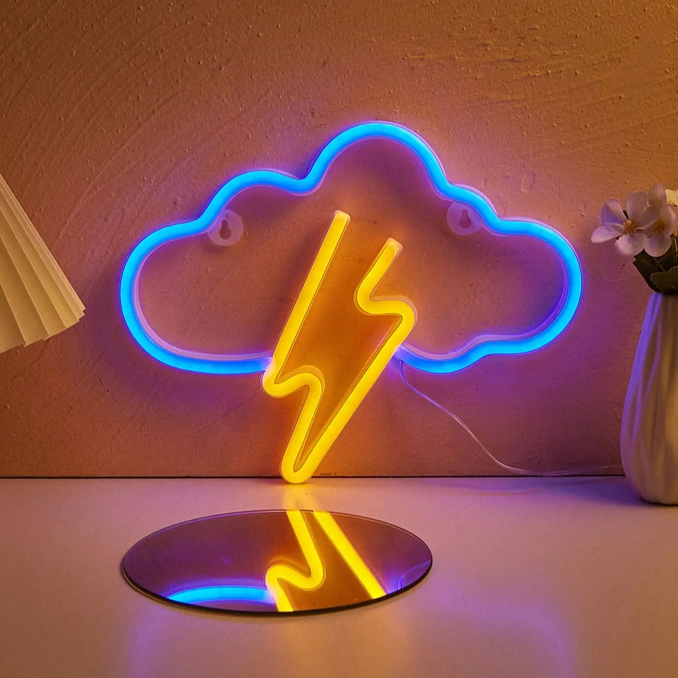 

Chi-buy LED Neon Lightning cloud pendant USB Powered Neon Signs Night Light Suitable for Bedroom, Wedding, Game room，gift
