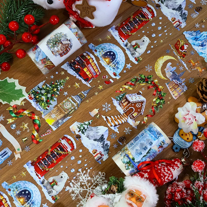 

70mm*200cm Vintage Christmas Windter Castle Landscape PET Tape Creative DIY Journal Material Collage Scrapbook Stationery