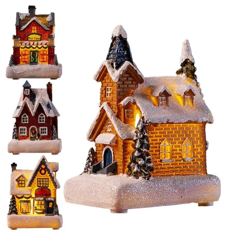 LED Village House Light Up Christmas Village House Resin Light Beacon Table Decoration Suitable For Children And Adults Indoor